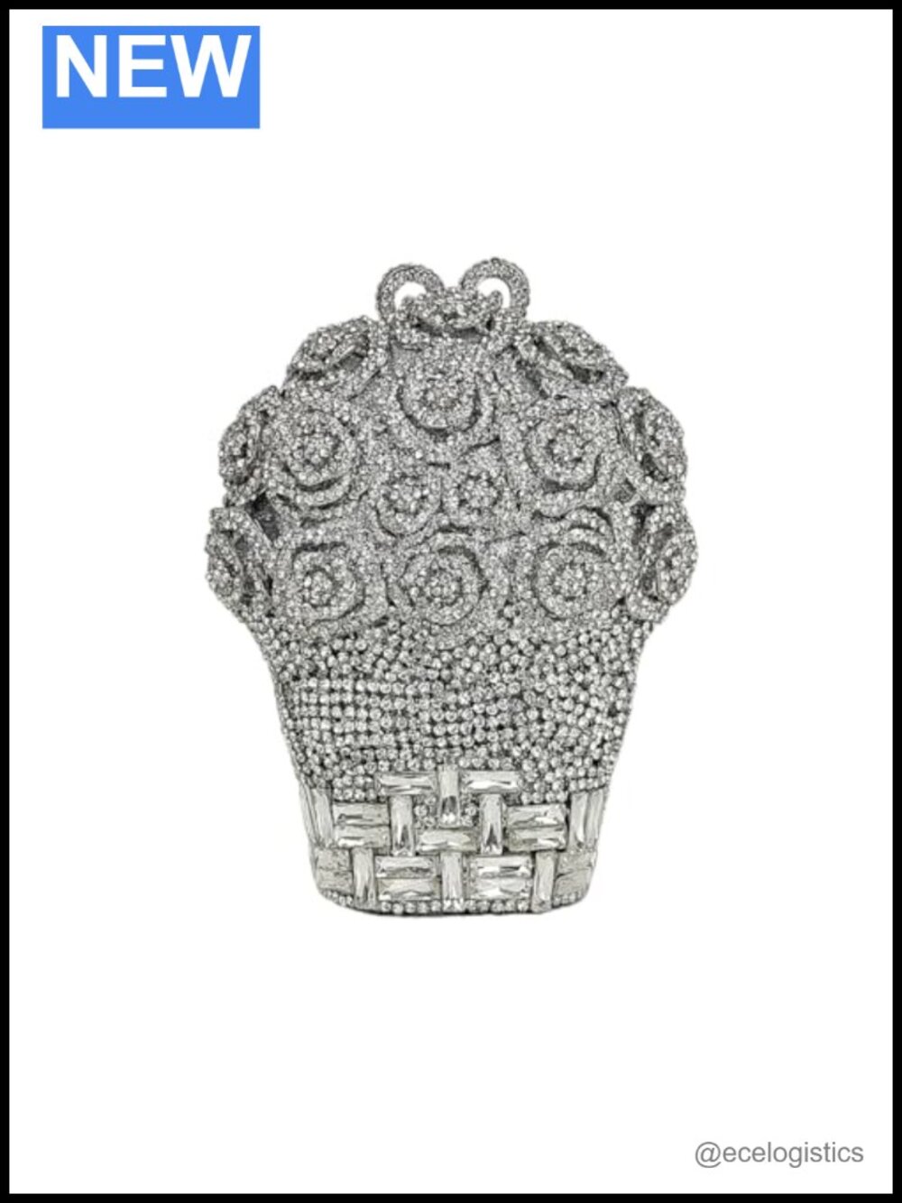 Rose Bouquet Crystal Clutch Evening Bag Floral Rhinestone Handbag Formal Bridal